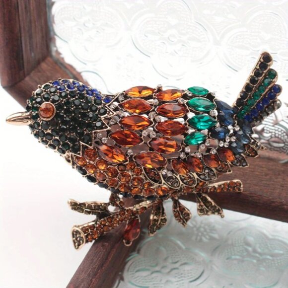 Large Multicolor Bird Brooch - Picture 2 of 8